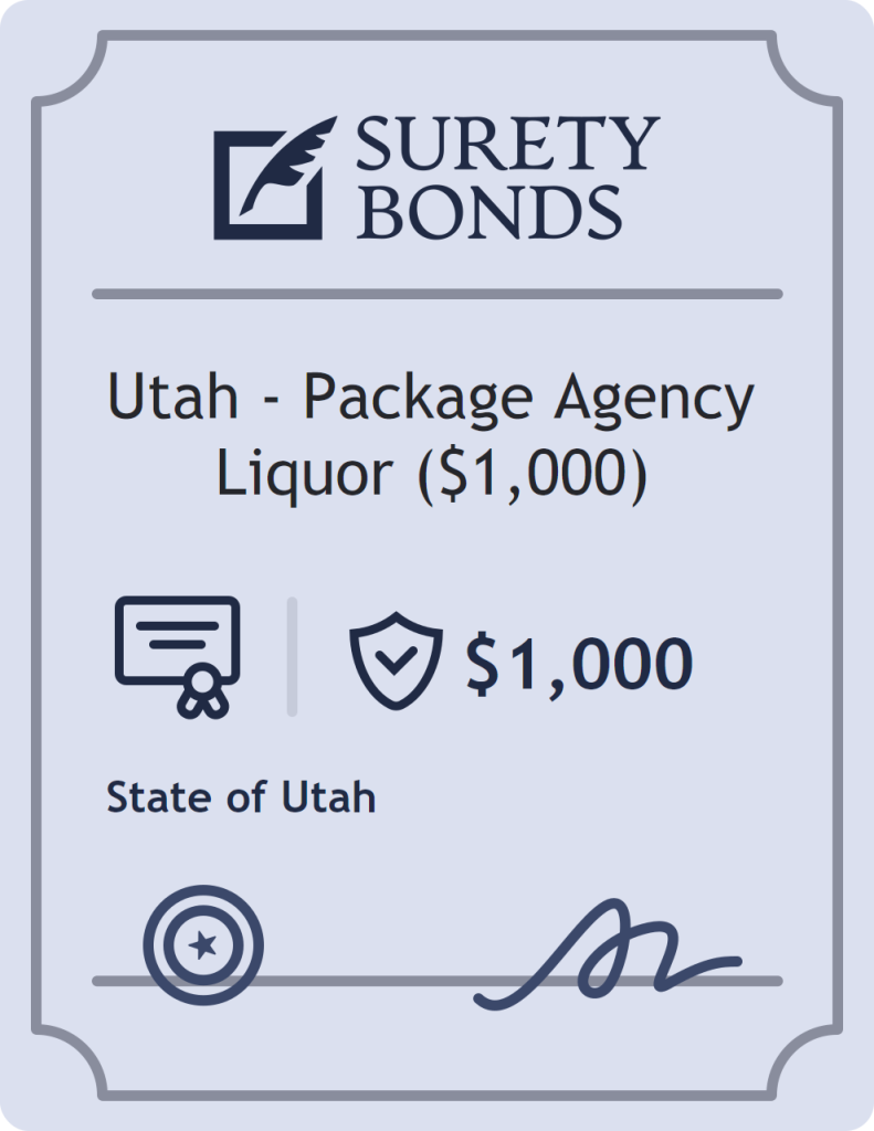 Surety bond badge for Utah - Package Agency Liquor ($1,000)