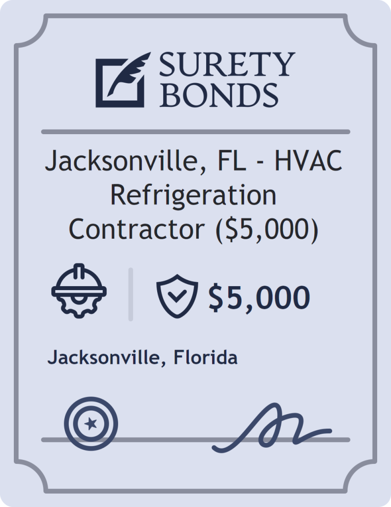 Surety bond badge for Jacksonville, FL - HVAC Refrigeration Contractor ($5,000)