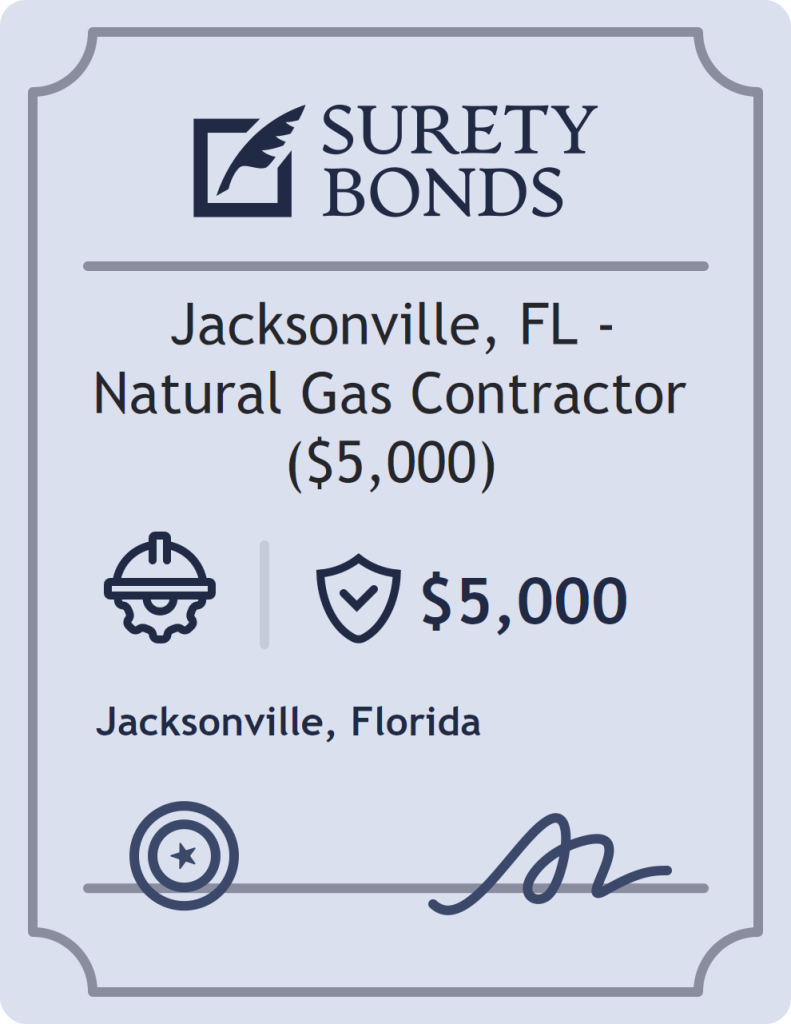 Surety bond badge for Jacksonville, FL - Natural Gas Contractor ($5,000)