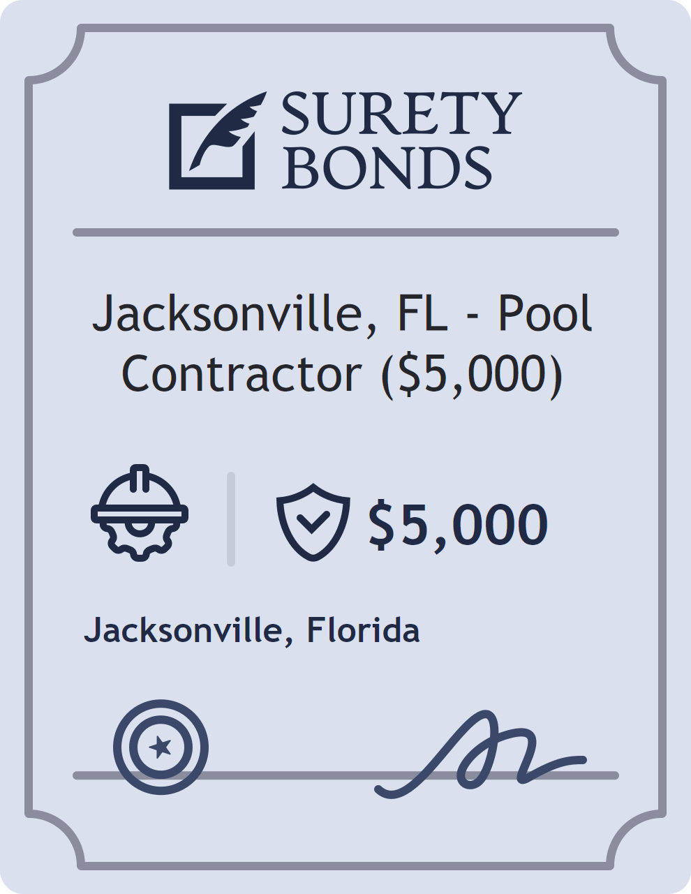 Surety bond badge for Jacksonville, FL - Pool Contractor ($5,000)