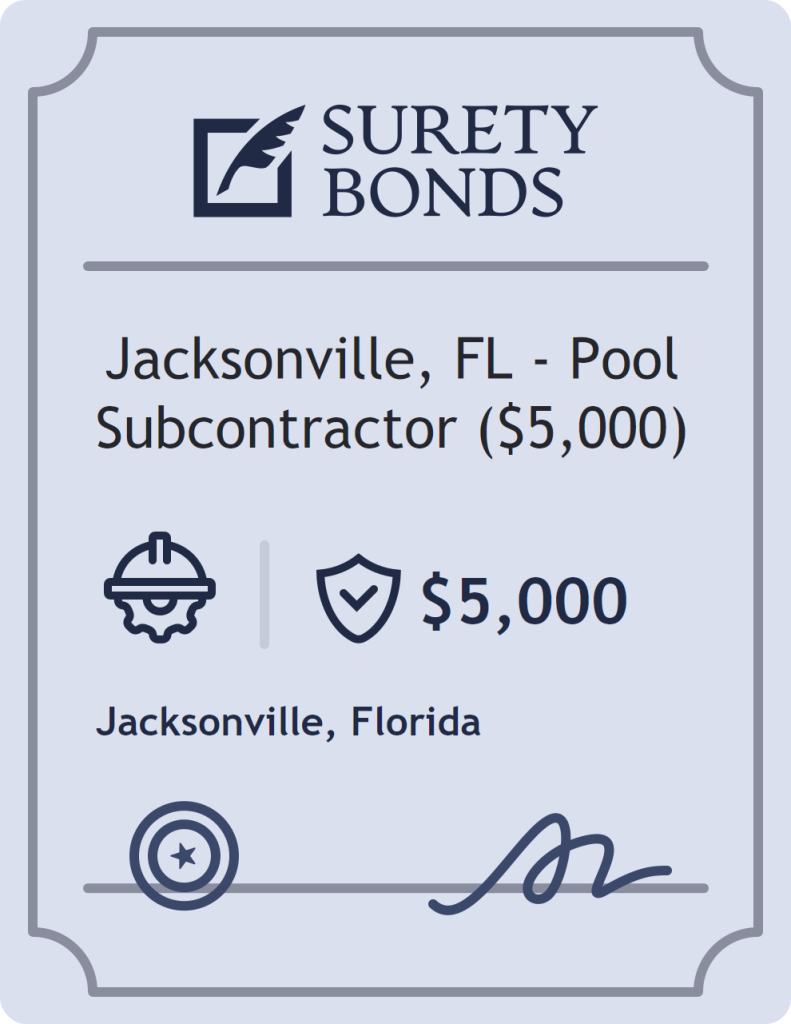 Surety bond badge for Jacksonville, FL - Pool Subcontractor ($5,000)