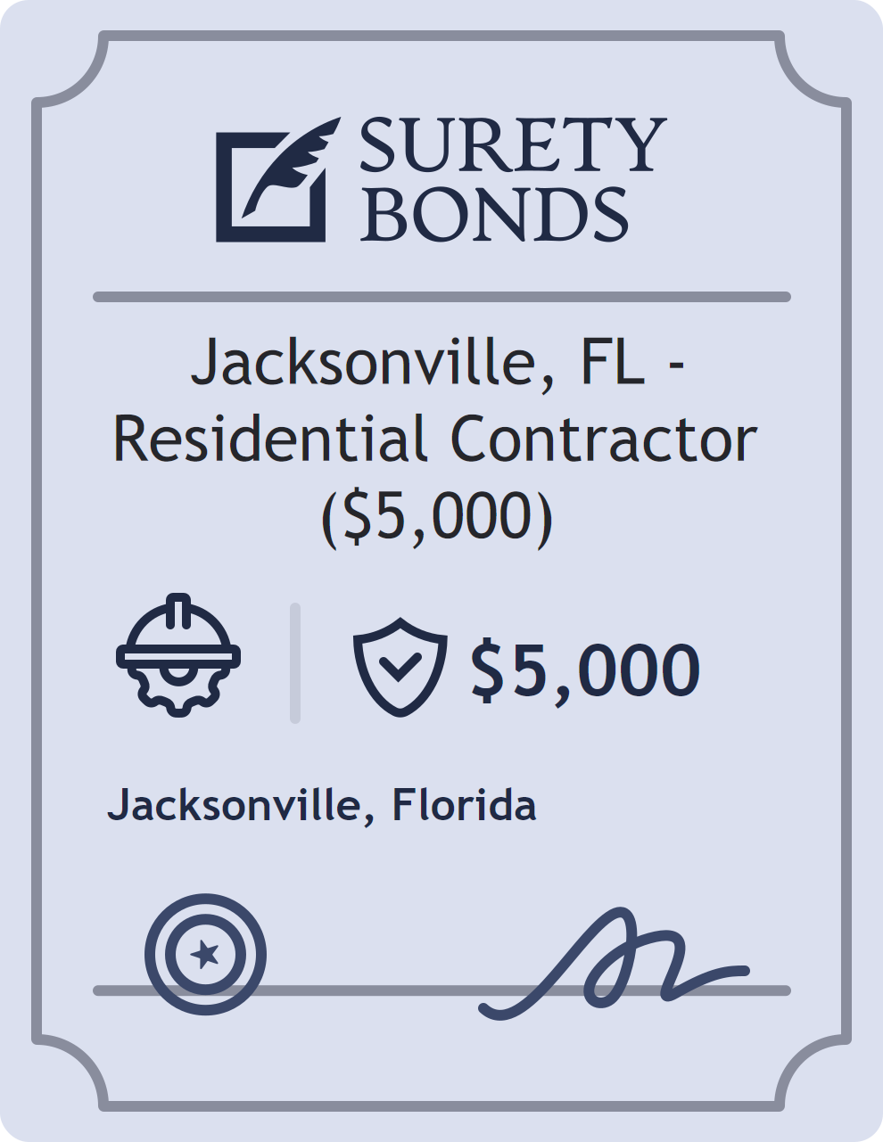 Surety bond badge for Jacksonville, FL - Residential Contractor ($5,000)