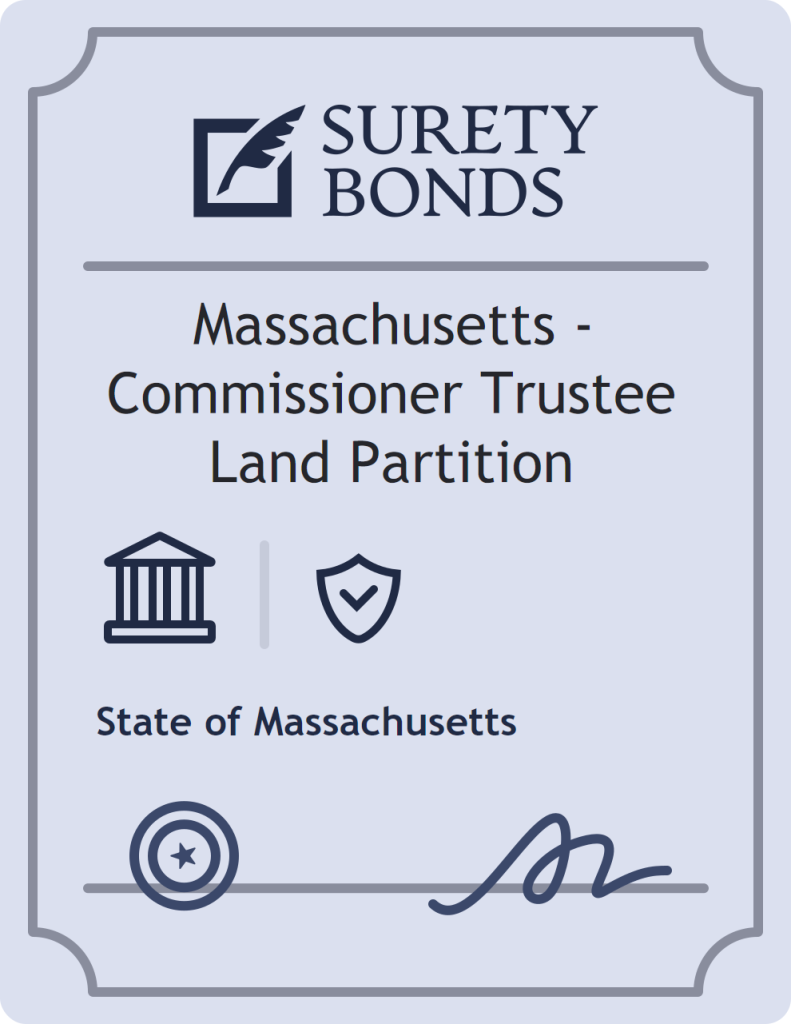 Surety bond badge for Massachusetts - Commissioner Trustee Land Partition