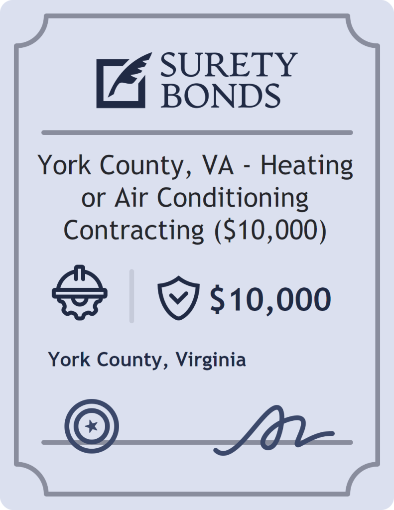 Surety bond badge for York County, VA - Heating or Air Conditioning Contracting ($10,000)