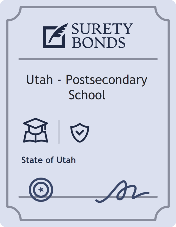 Surety bond badge for Utah - Postsecondary School