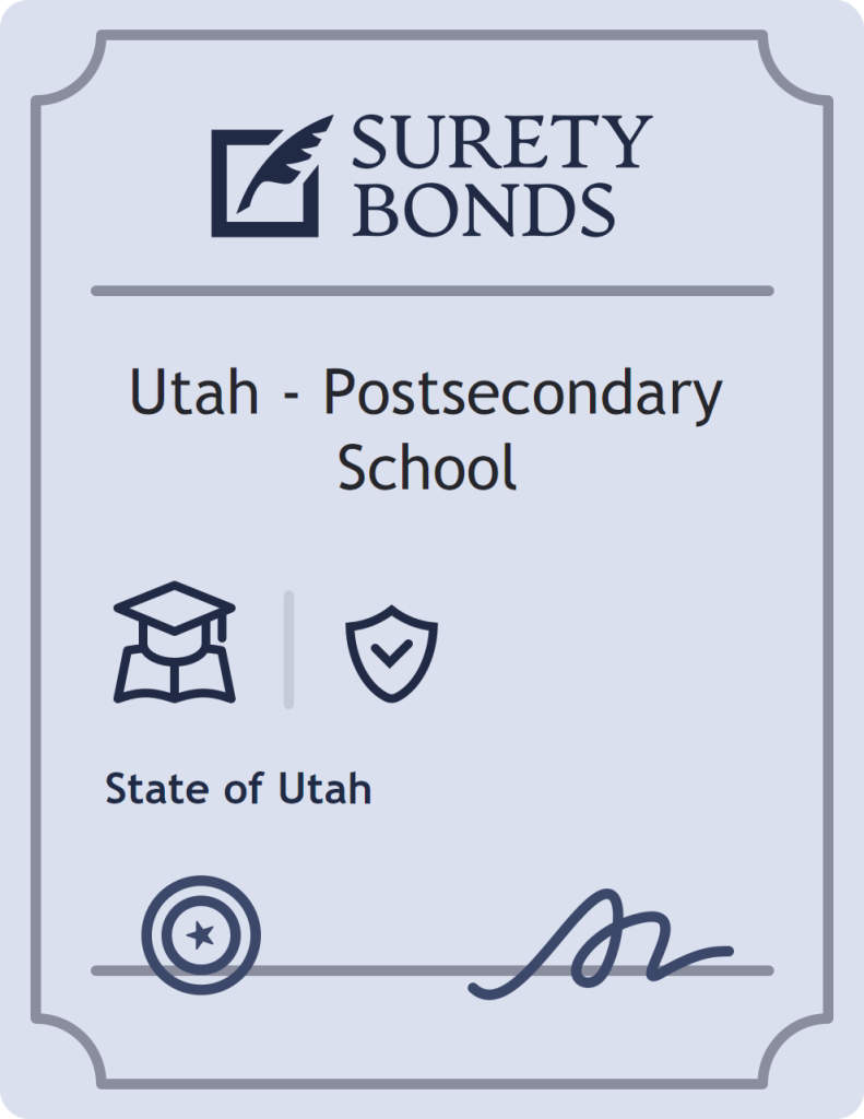 Surety bond badge for Utah - Postsecondary School