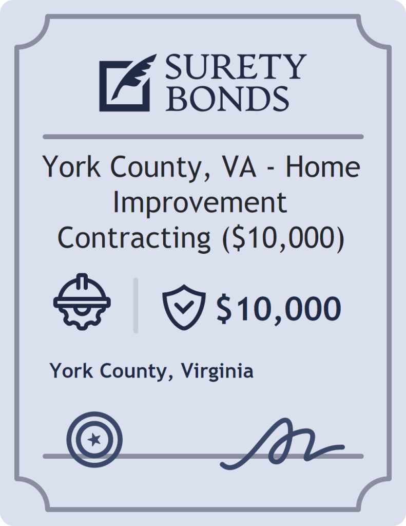 Surety bond badge for York County, VA - Home Improvement Contracting ($10,000)
