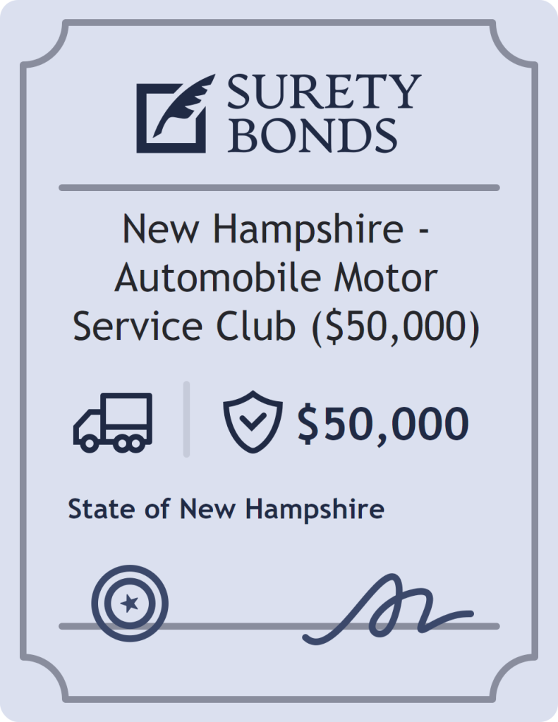 Surety bond badge for New Hampshire - Automobile Motor Service Club ($50,000)
