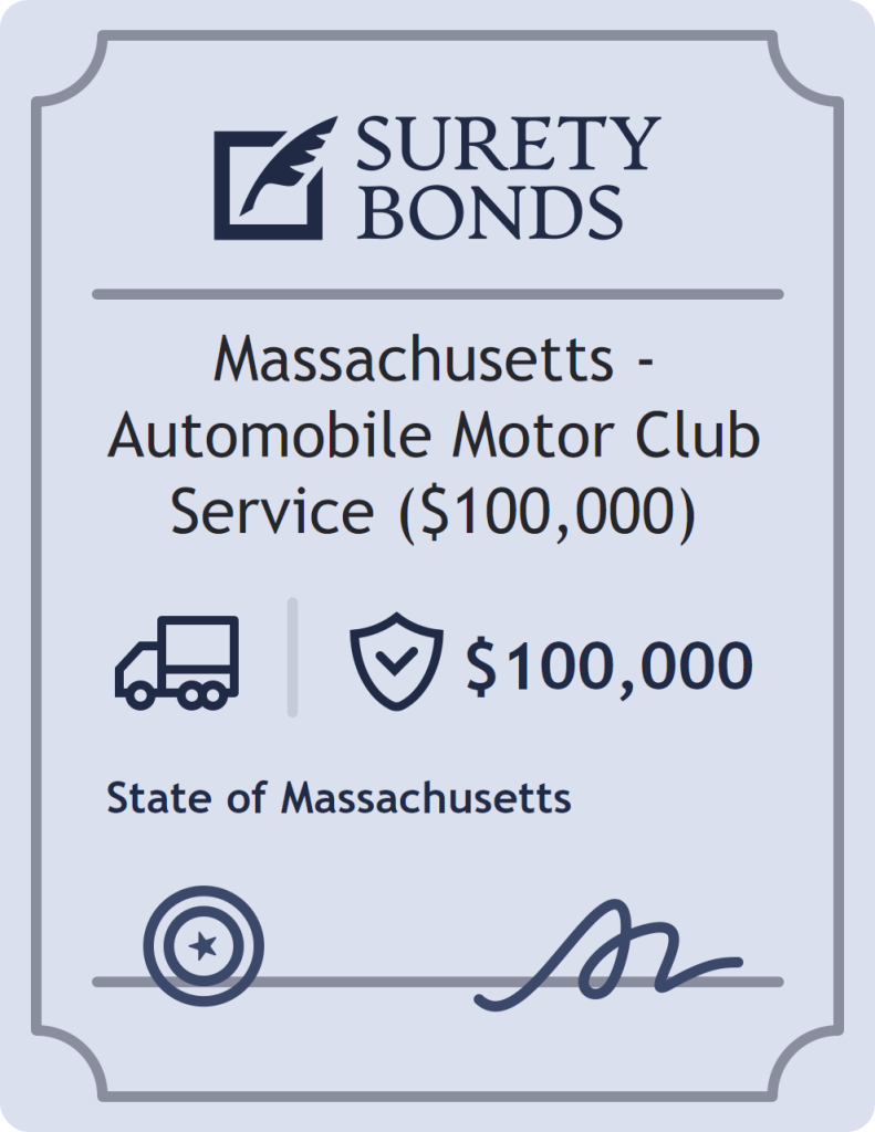 Surety bond badge for Massachusetts - Automobile Motor Club Service ($100,000)