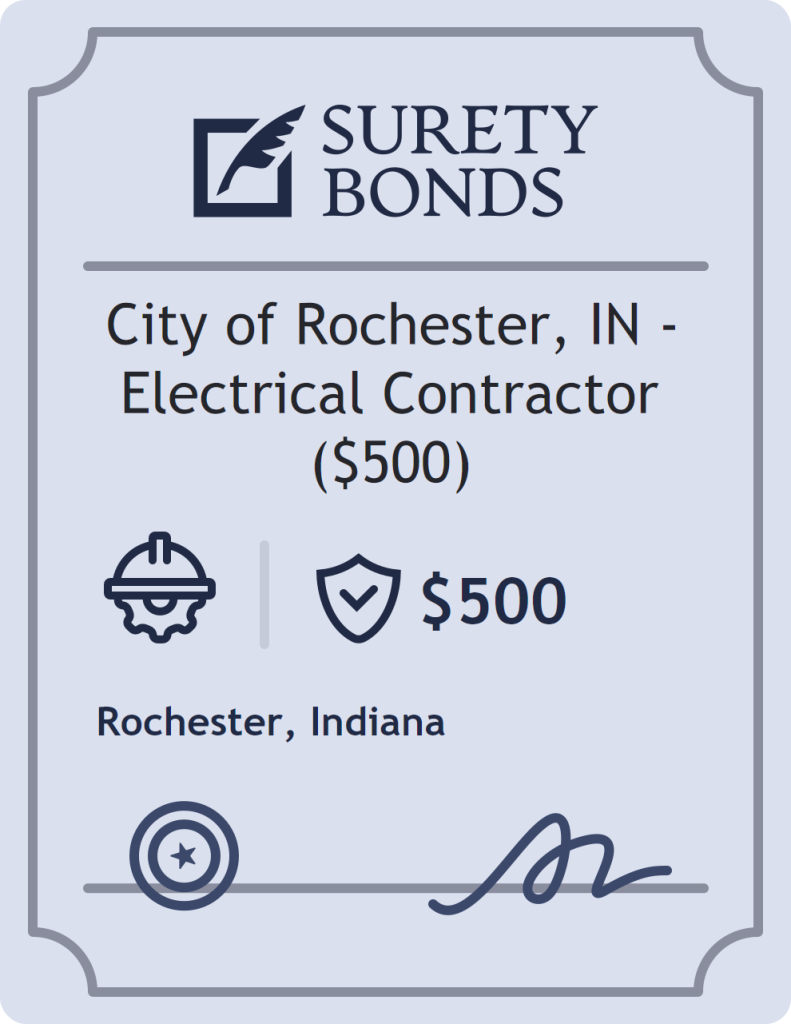 Surety bond badge for City of Rochester, IN - Electrical Contractor ($500)