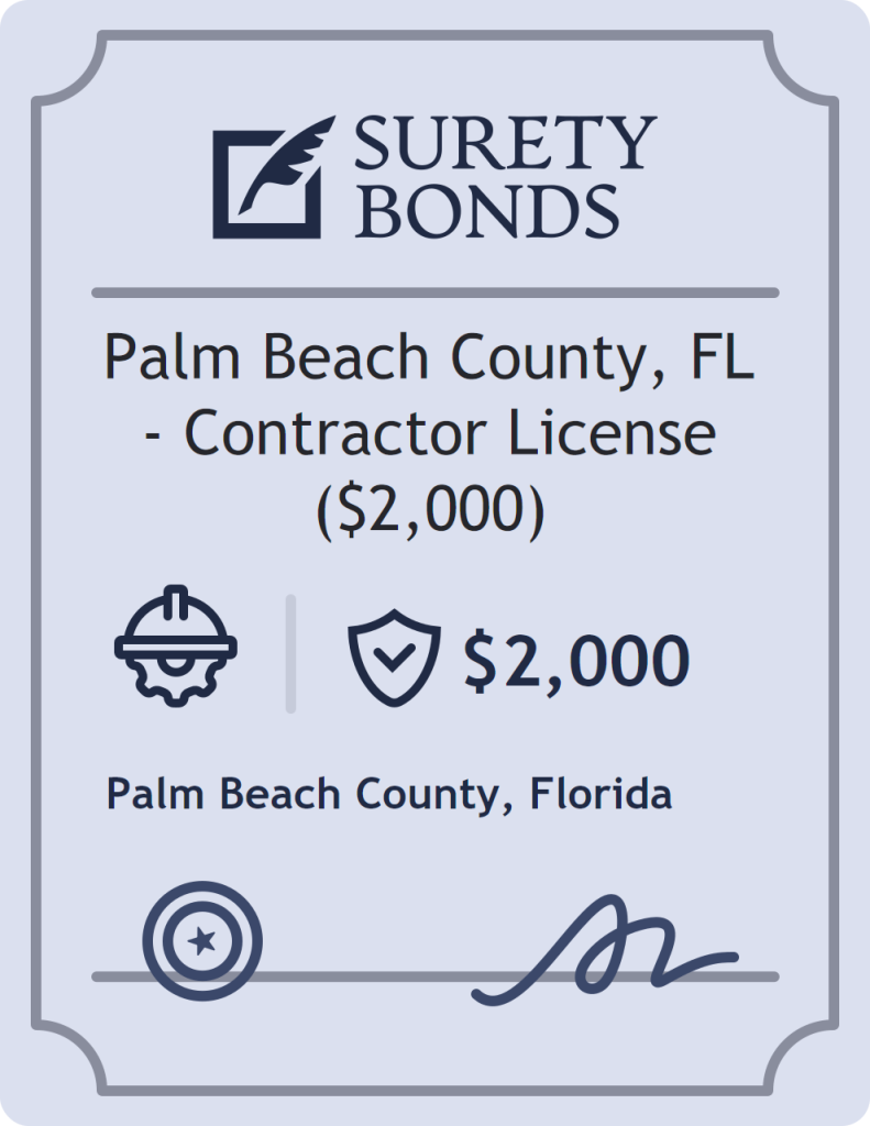 Surety bond badge for Palm Beach County, FL - Contractor License ($2,000)