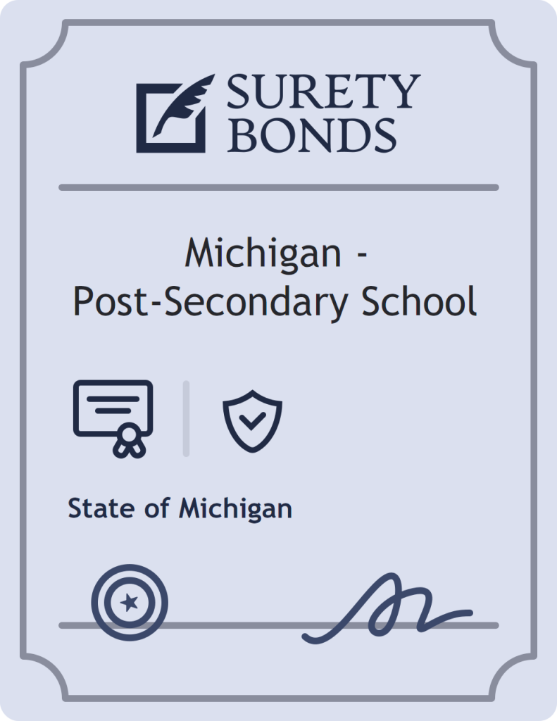 Surety bond badge for Michigan - Post-Secondary School