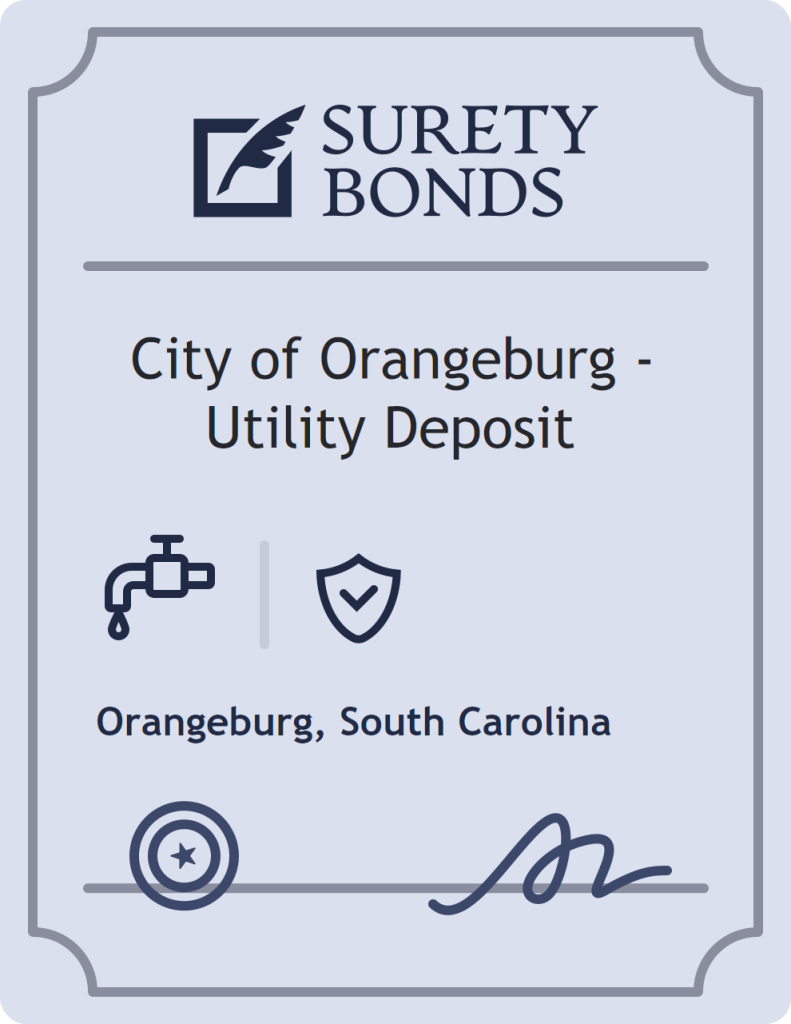 Surety bond badge for City of Orangeburg - Utility Deposit