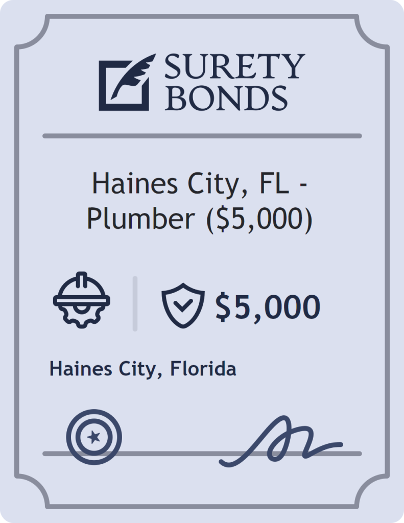 Surety bond badge for Haines City, FL - Plumber ($5,000)