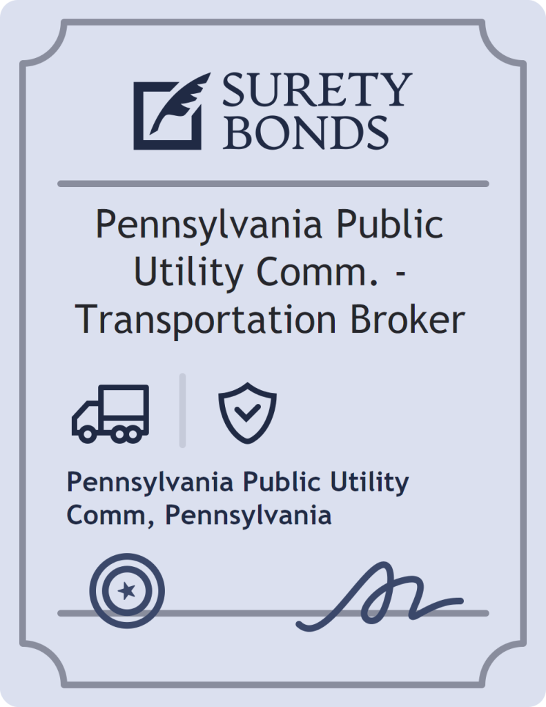 Surety bond badge for Pennsylvania Public Utility Comm. - Transportation Broker