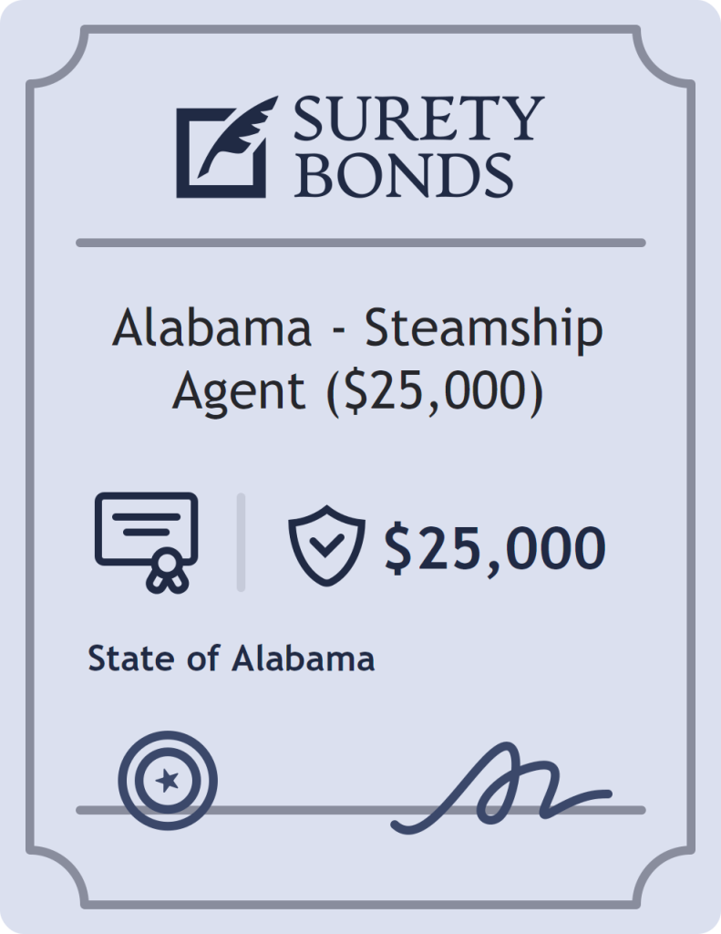 Surety bond badge for Alabama - Steamship Agent ($25,000)