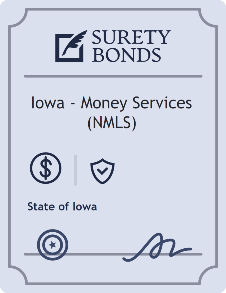 Surety bond badge for Iowa - Money Services (NMLS)