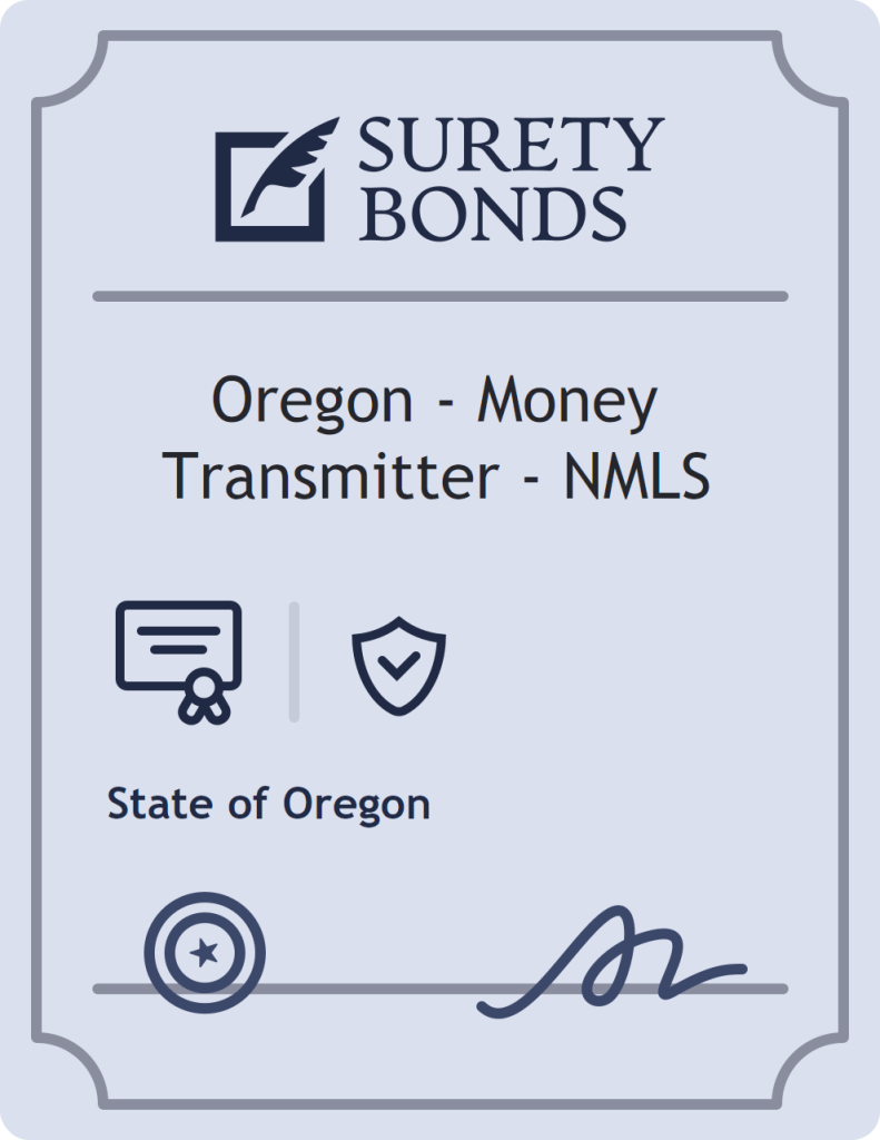 Surety bond badge for Oregon - Money Transmitter - NMLS