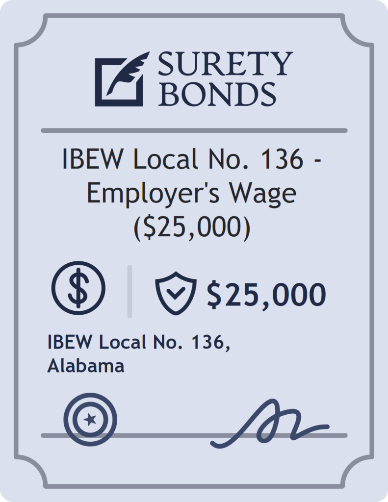 Surety bond badge for IBEW Local No. 136 - Employer's Wage ($25,000)