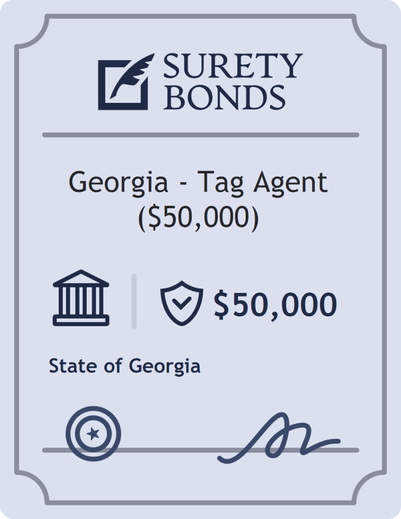 Surety bond badge for Georgia - Tag Agent ($50,000)