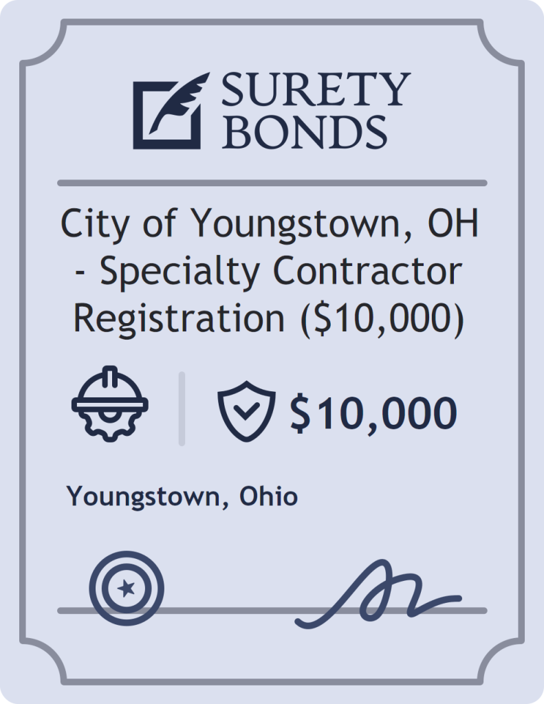 Surety bond badge for City of Youngstown, OH - Specialty Contractor Registration ($10,000)