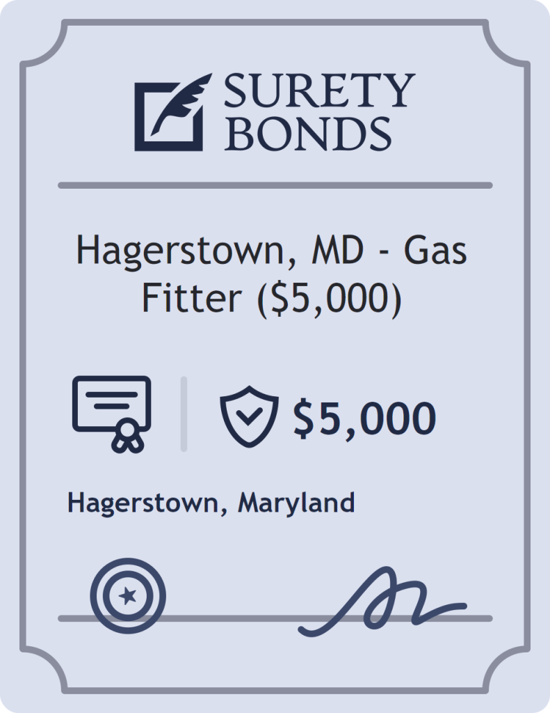Surety bond badge for Hagerstown, MD - Gas Fitter ($5,000)