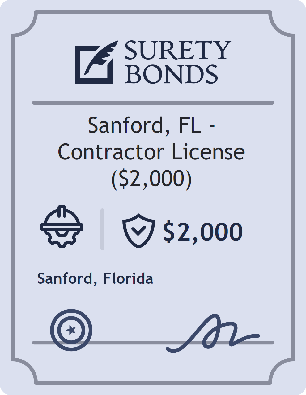 Surety bond badge for Sanford, FL - Contractor License ($2,000)