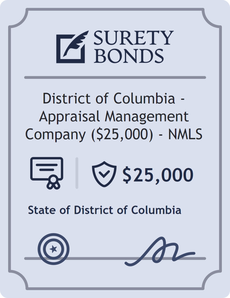 District of Columbia - Appraisal Management Company ($25,000) - NMLS surety bond badge