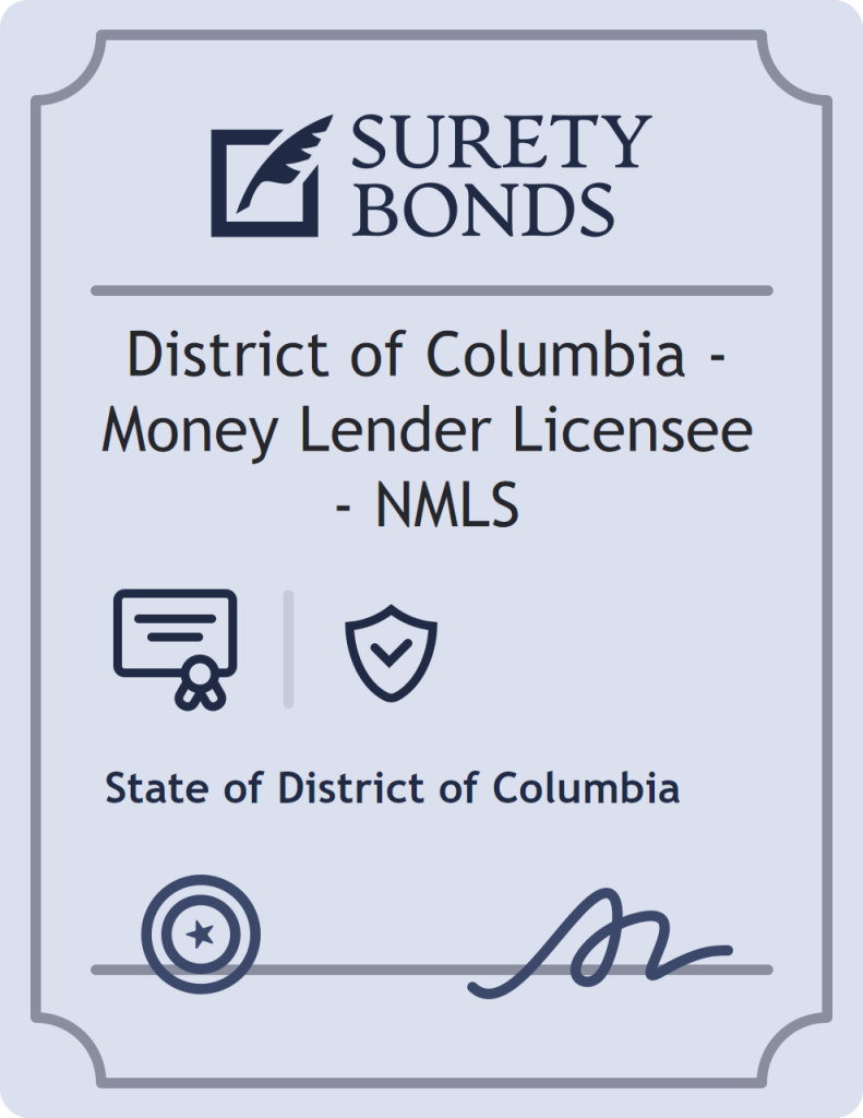 District of Columbia - Money Lender Licensee - NMLS surety bond badge