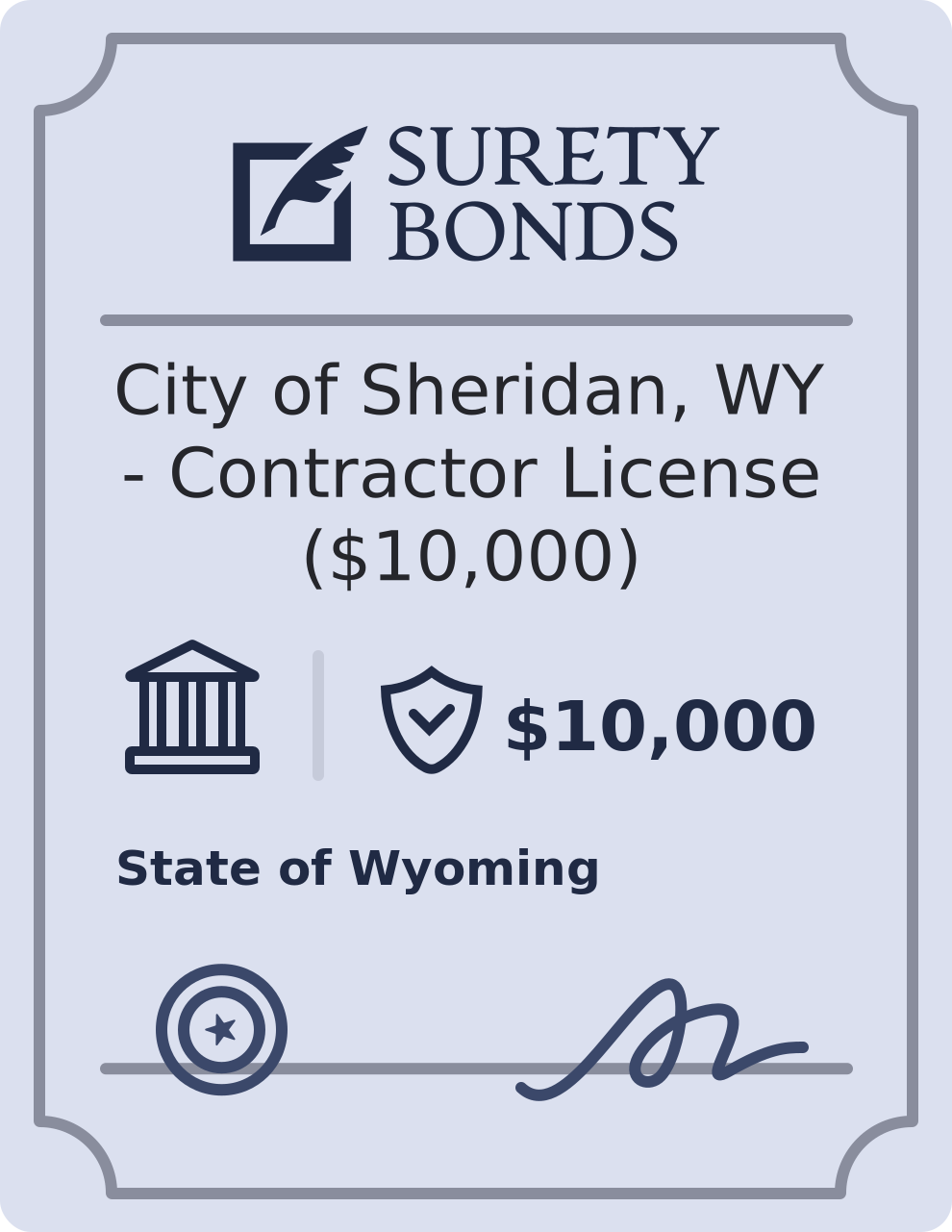 City of Sheridan, WY - Contractor License ($10,000) Bond