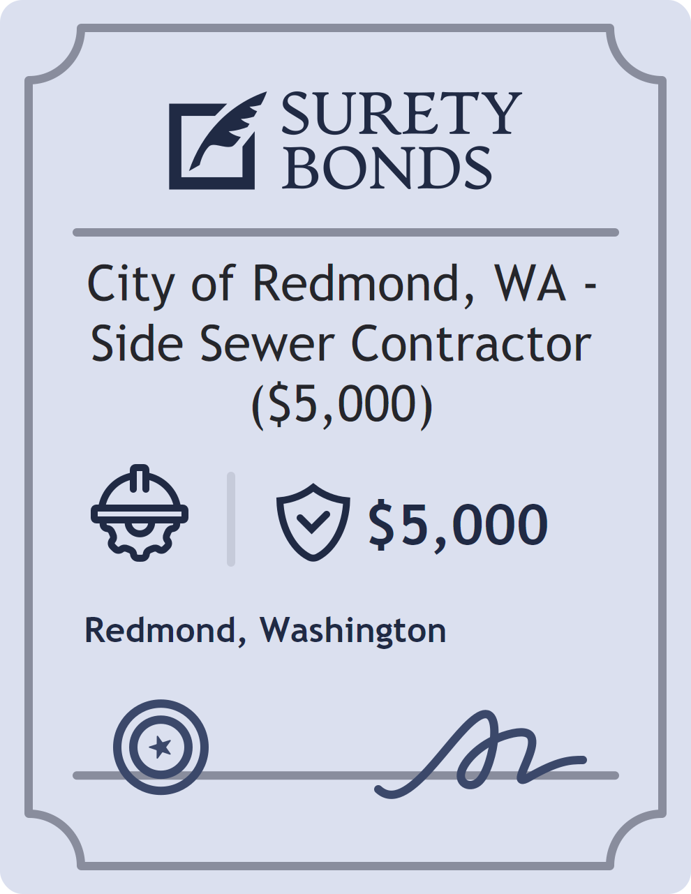 City of Redmond, WA - Side Sewer Contractor ($5,000) Bond