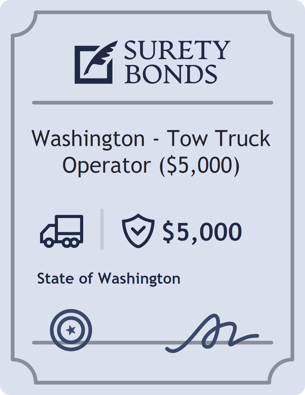 Washington - Tow Truck Operator ($5,000) Bond