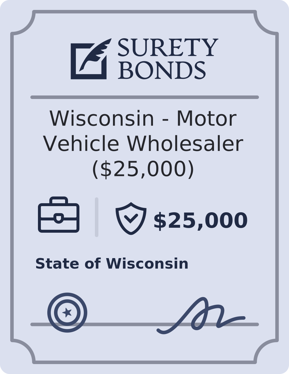 Wisconsin - Motor Vehicle Wholesaler ($25,000) Bond