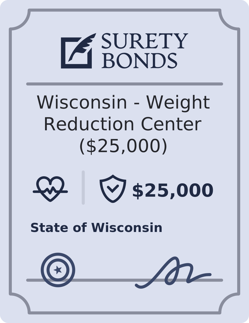 Wisconsin - Weight Reduction Center ($25,000) Bond