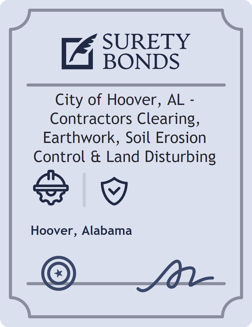 City of Hoover, AL - Contractors Clearing, Earthwork, Soil Erosion Control & Land Disturbing Bond