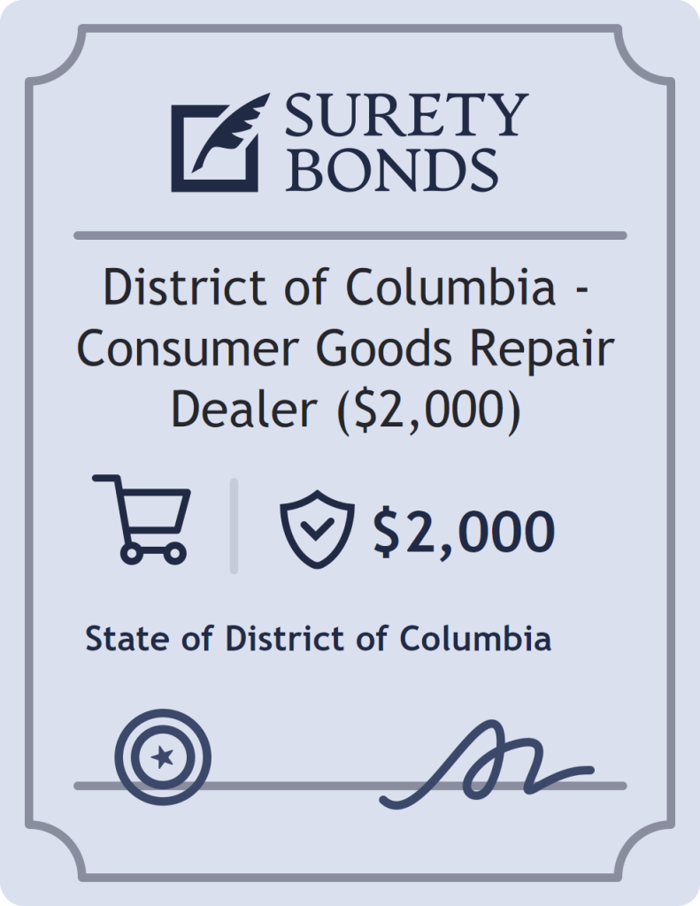 District of Columbia - Consumer Goods Repair Dealer ($2,000) surety bond badge