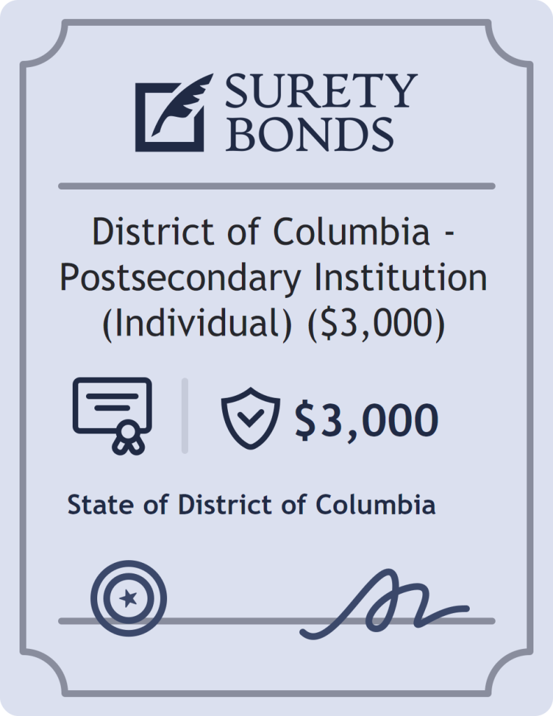 District of Columbia - Postsecondary Institution (Individual) ($3,000) Bond