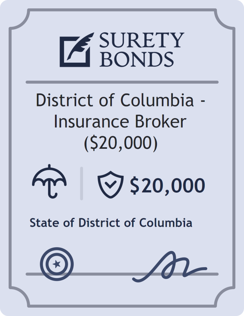 District of Columbia - Insurance Broker ($20,000) surety bond badge