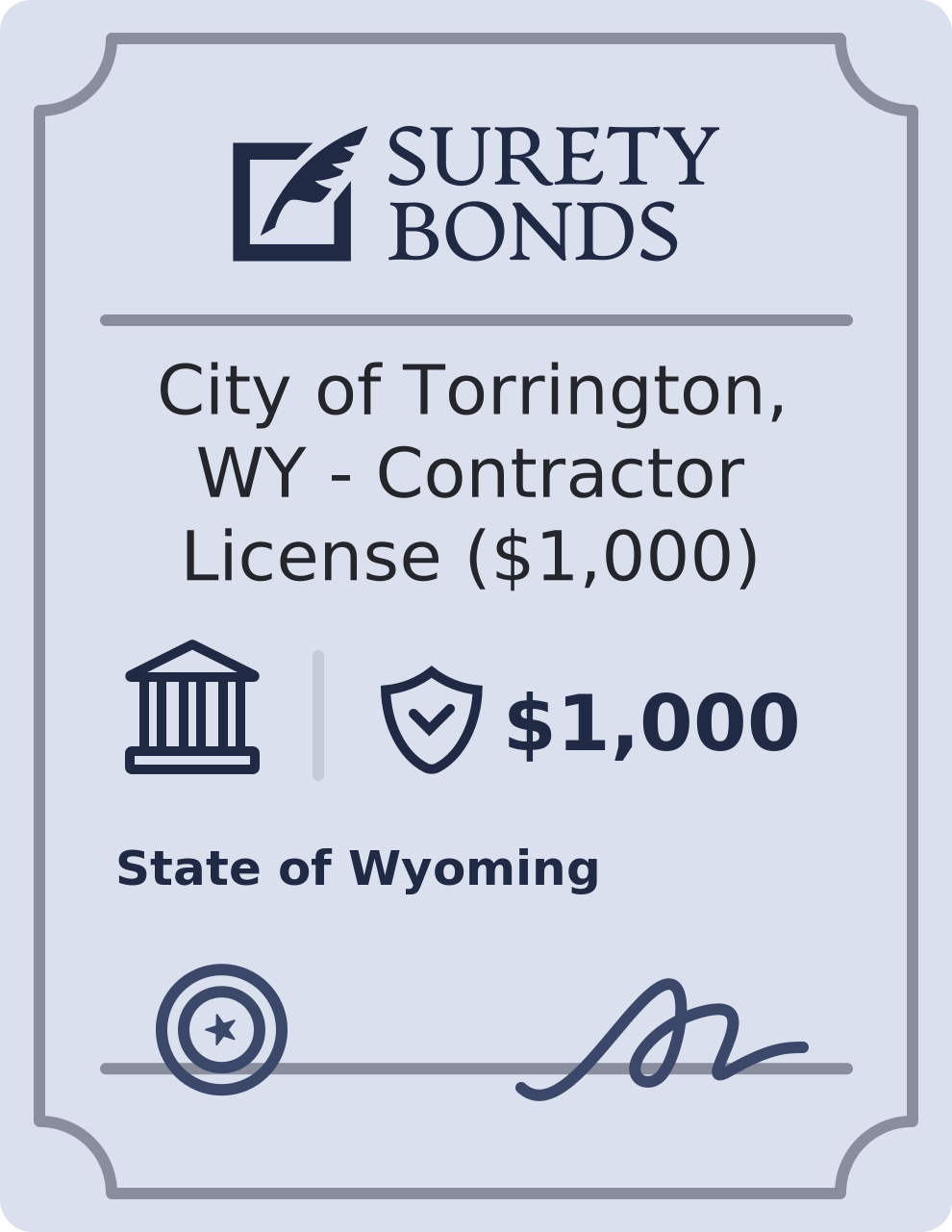 City of Torrington, WY - Contractor License ($1,000) Bond