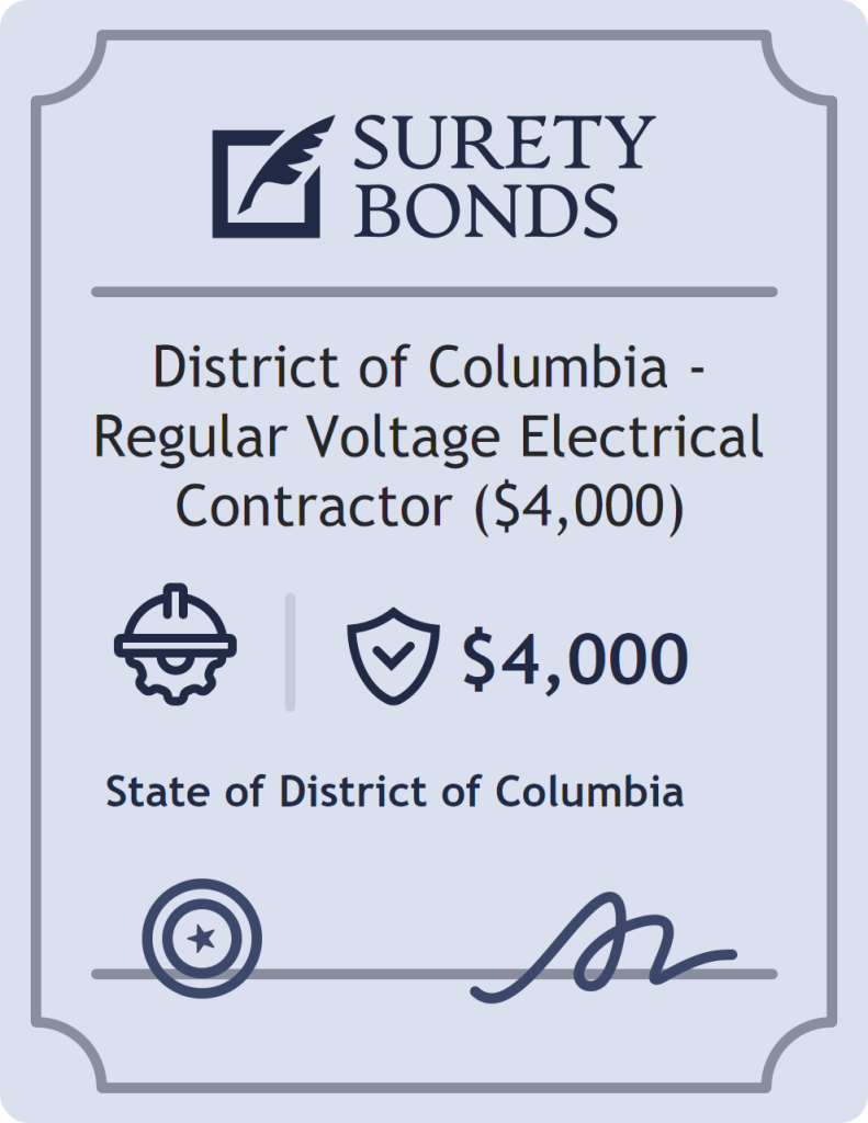 District of Columbia - Regular Voltage Electrical Contractor ($4,000) Bond