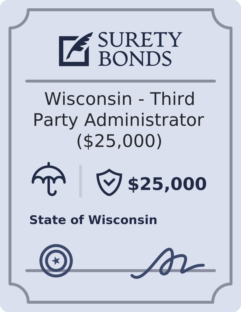 Wisconsin - Third Party Administrator ($25,000) Bond