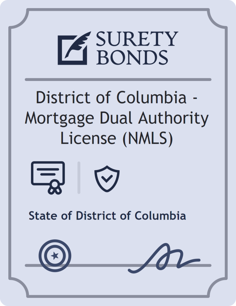 District of Columbia - Mortgage Dual Authority License (NMLS) surety bond badge