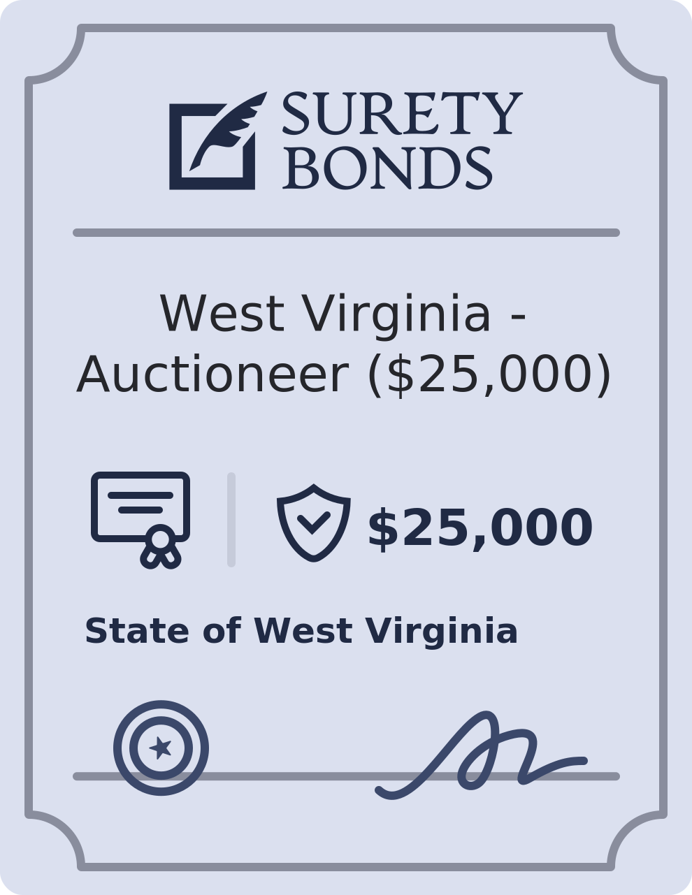West Virginia - Auctioneer ($25,000) Bond