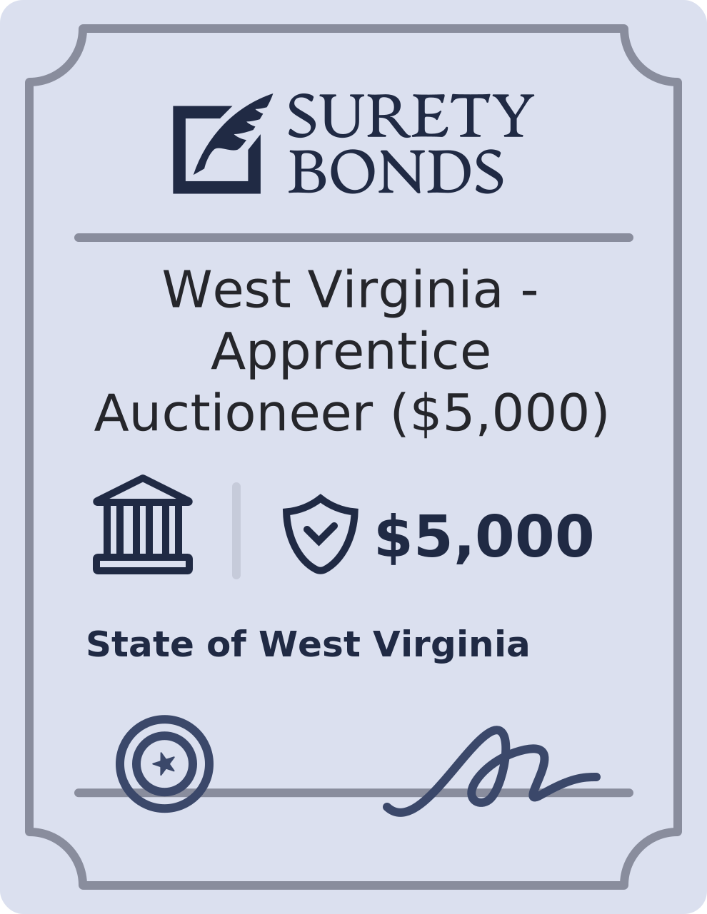 West Virginia - Apprentice Auctioneer ($5,000) Bond