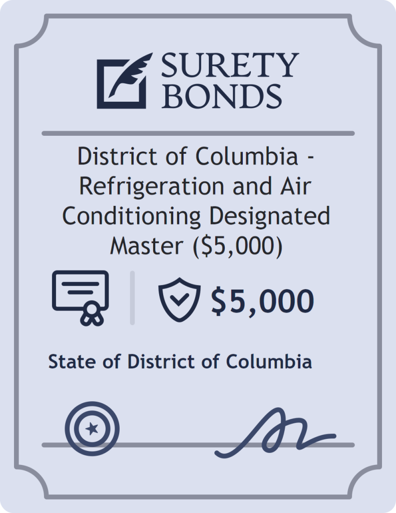 District of Columbia - Refrigeration and Air Conditioning Designated Master ($5,000) Bond