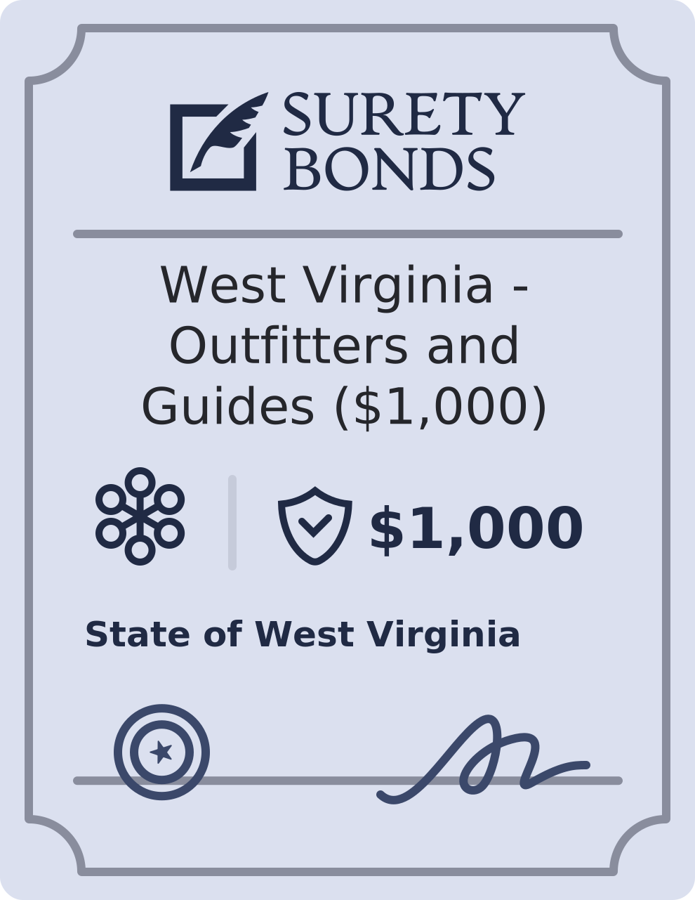 West Virginia - Outfitters and Guides ($1,000) Bond