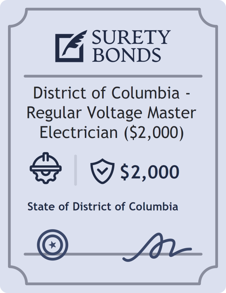 District of Columbia - Regular Voltage Master Electrician ($2,000) Bond