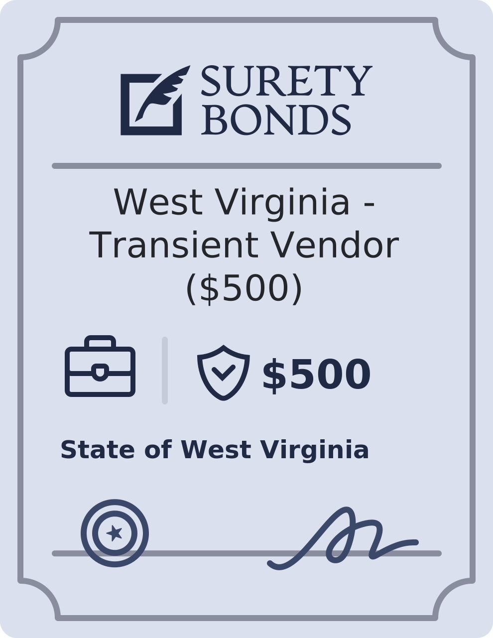West Virginia - Transient Vendor ($500) Bond