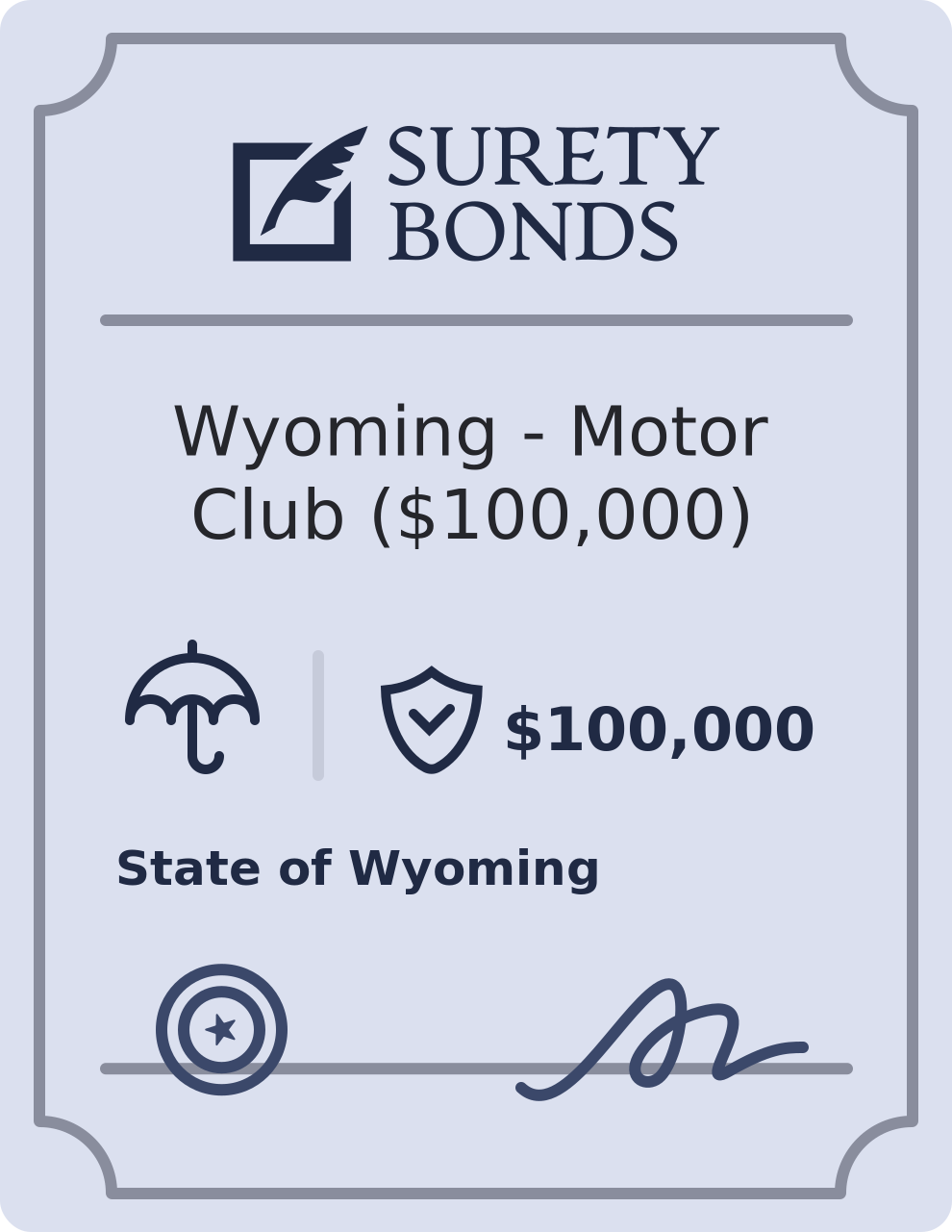Wyoming - Motor Club ($100,000) Bond