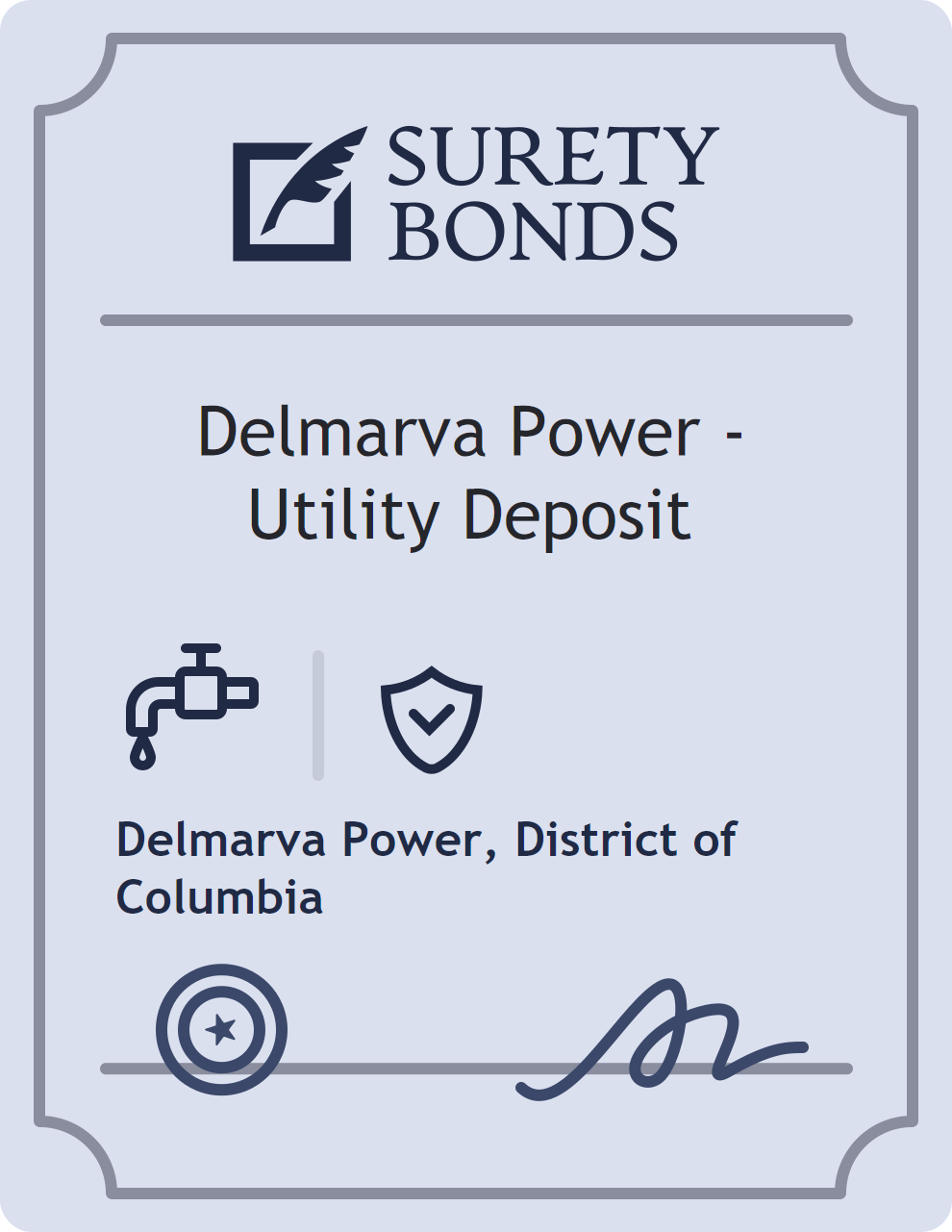 Delmarva Power - Utility Deposit surety bond badge